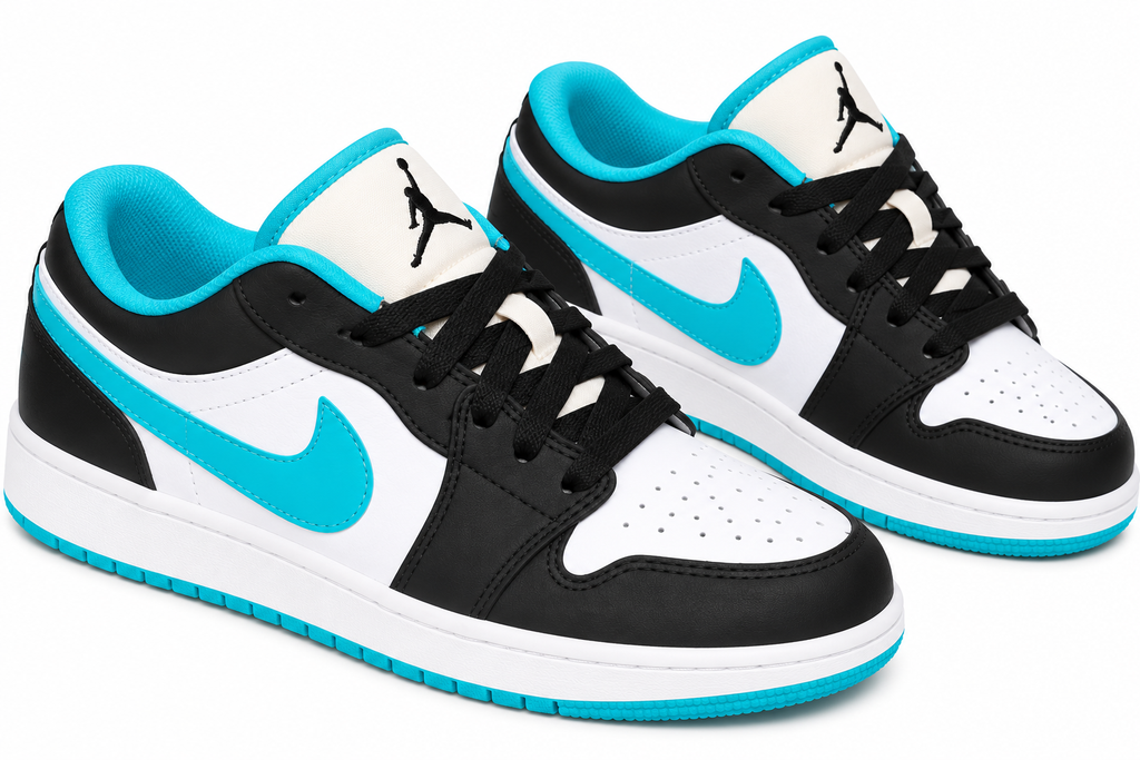🩵🖤✨ Air Jordan 1 Low Aqua Breeze Sneakers – Black, White & Turquoise 👟💎