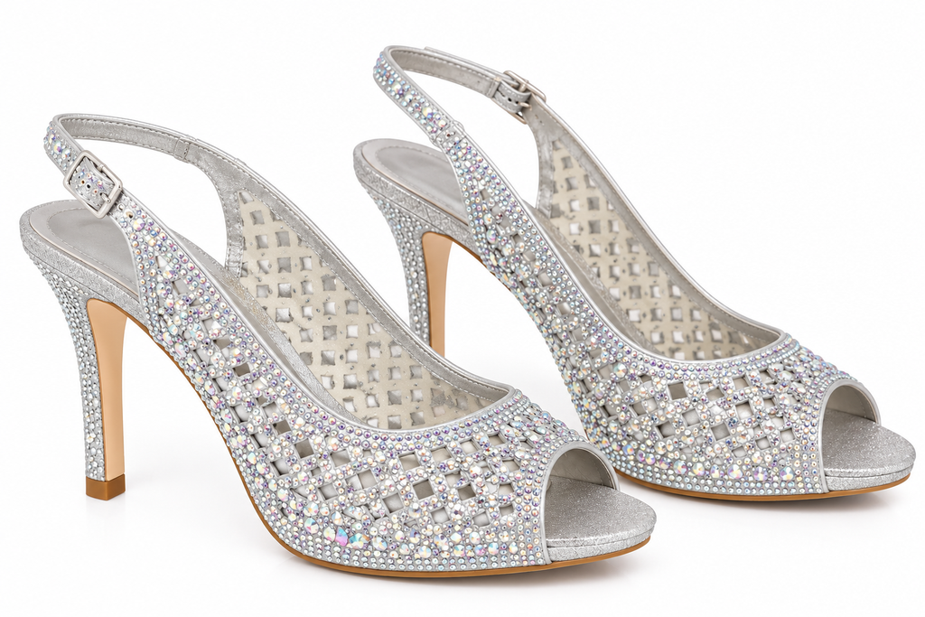 💎✨ Silver Diamond Sparkle Luxe Heels - Crystal Silver 👠❤️