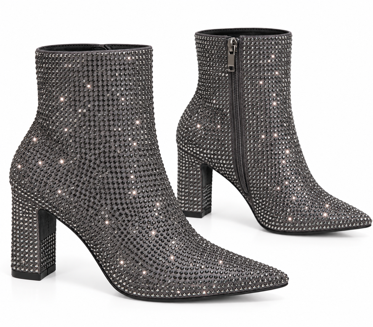 Midnight Sparkle Rhinestone Ankle Boots ✨🖤