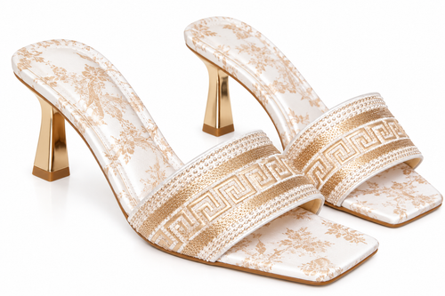 ✨ Golden Elegance Luxe Heels – Ivory & Gold 👠💛
