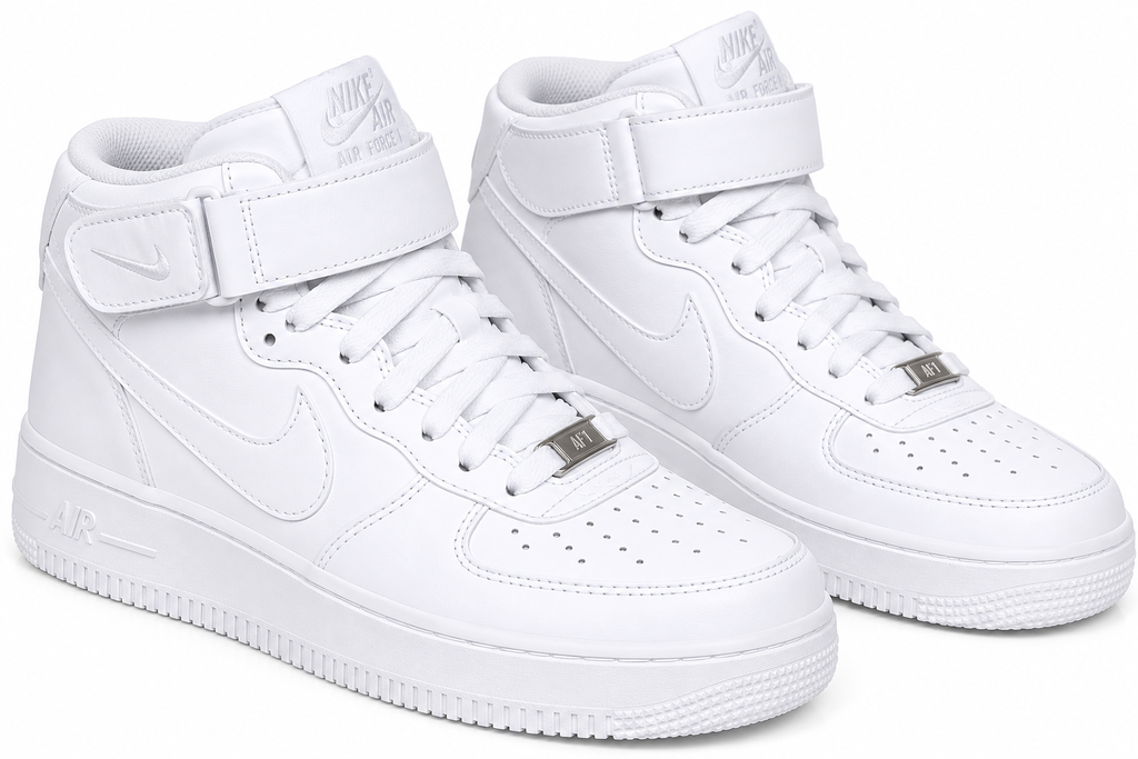 🤍✨ Nike Air Force 1 Classic Mid-Top Sneakers – Triple White 👟