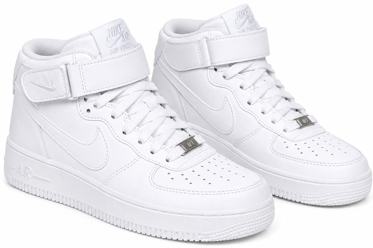 🤍✨ Nike Air Force 1 Classic Mid-Top Sneakers – Triple White 👟