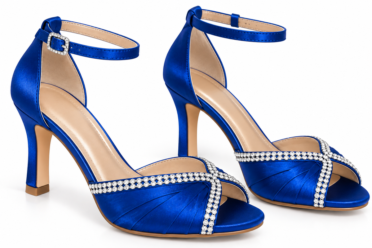 💙💎 Royal Sapphire Crystal Glam Heels – Royal Blue & Silver 👠✨