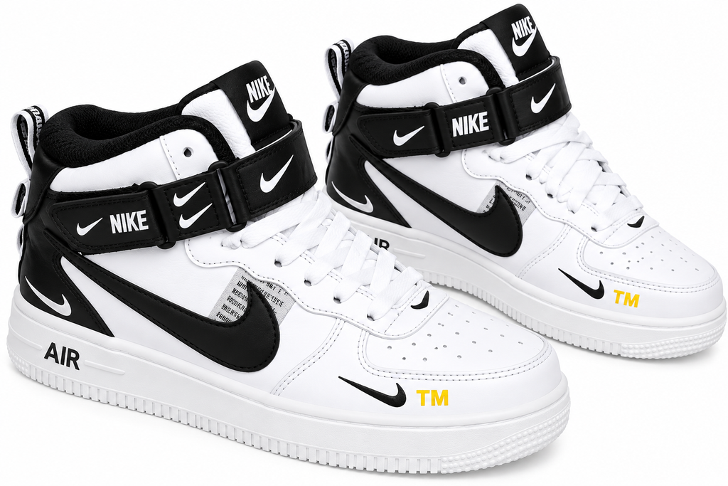 Nike Air Black & White Streetwear High-Top Sneakers! 🖤🤍