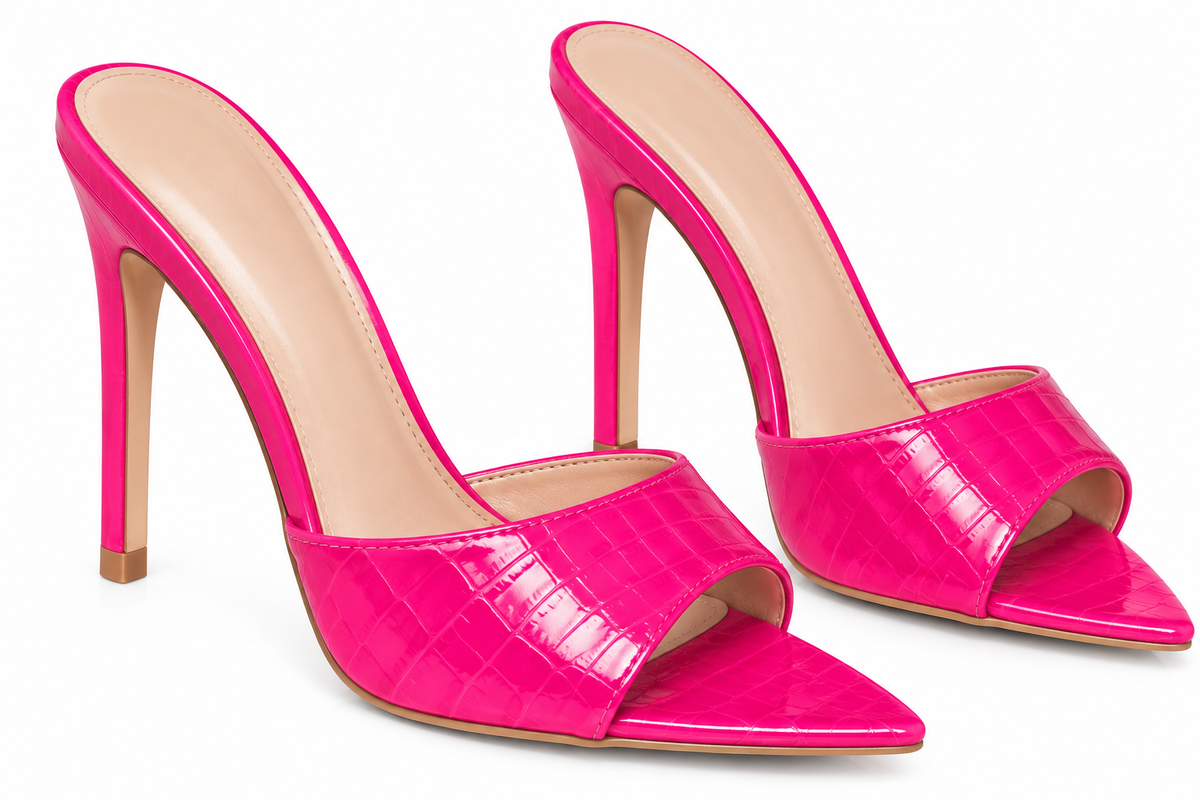 💖✨ Pink Passion Croc Luxe Heels – Hot Pink 👠❤️