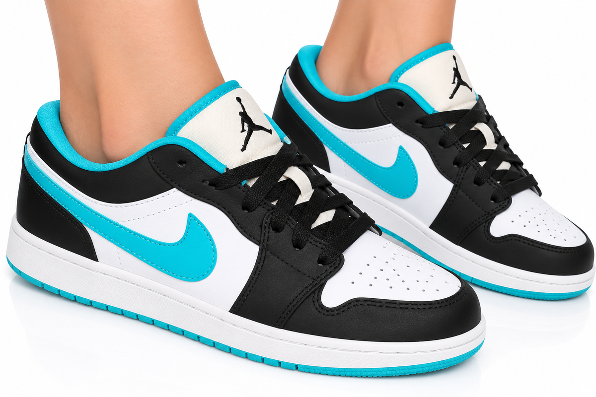 🩵🖤✨ Air Jordan 1 Low Aqua Breeze Sneakers – Black, White & Turquoise 👟💎