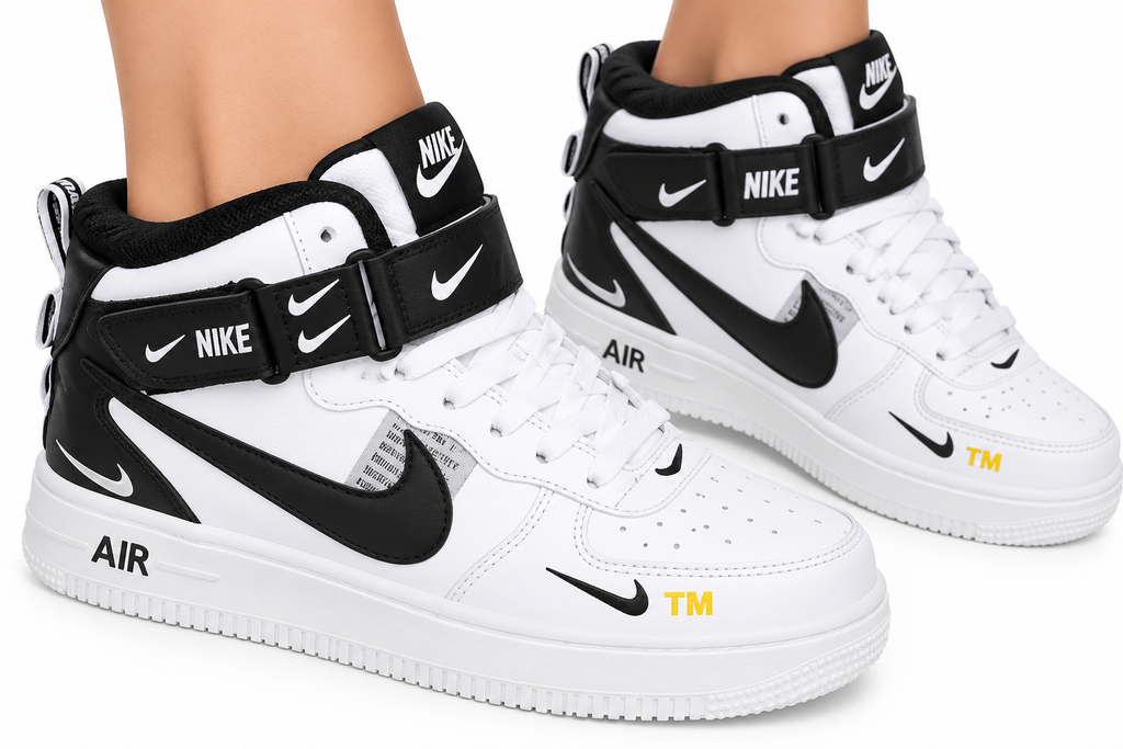 Nike Air Black & White Streetwear High-Top Sneakers! 🖤🤍