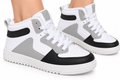 Classic High-Top Sneakers – White, Grey & Black 🤍🖤